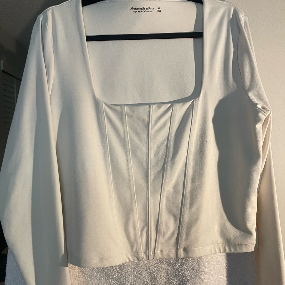 Abercrombie & Fitch Cream Long Sleeve Blouse
